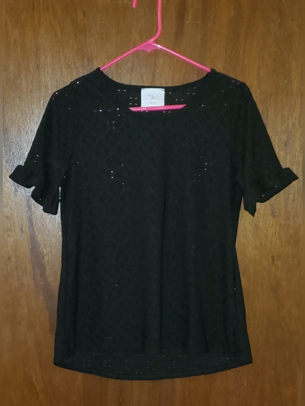 Thread Times Black Eyelet Top Sz Medium